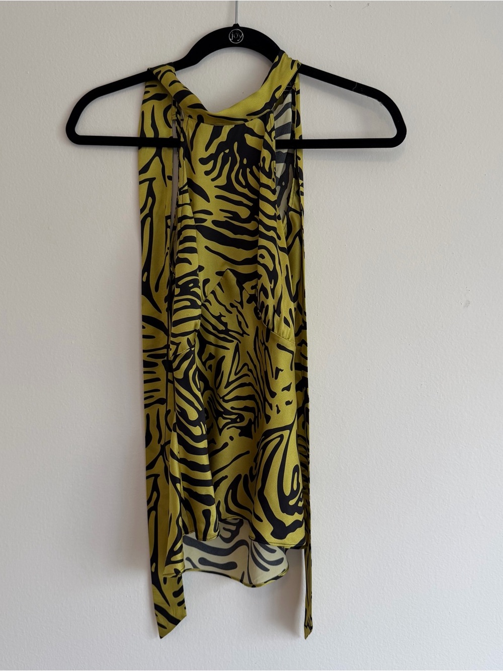 De La Vali Sleeveless Halter Dress in Yellow Zebra Print